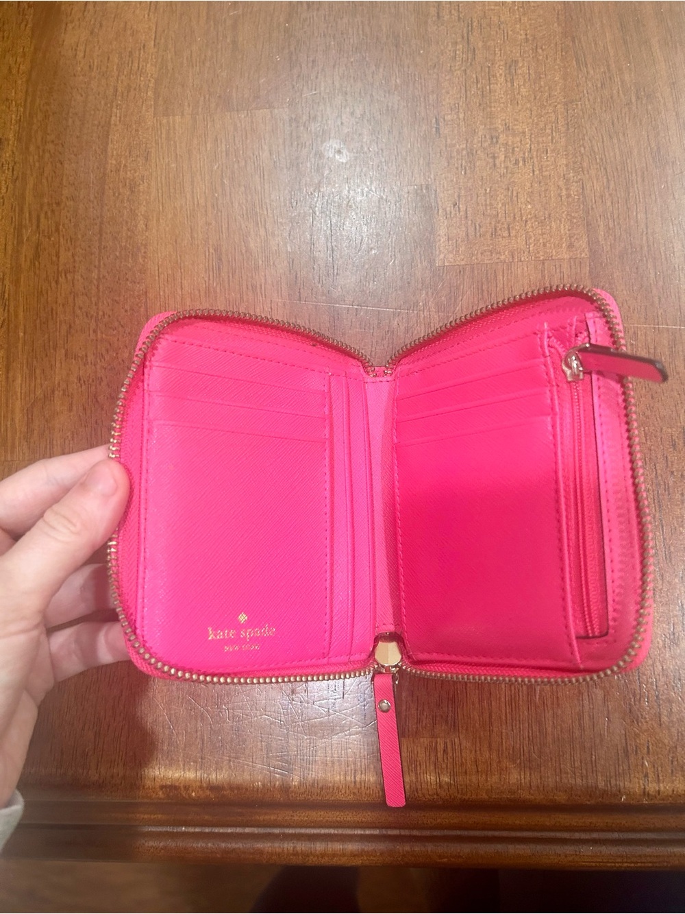 kate spade Bright Pink Zip-Around Compact Wallet